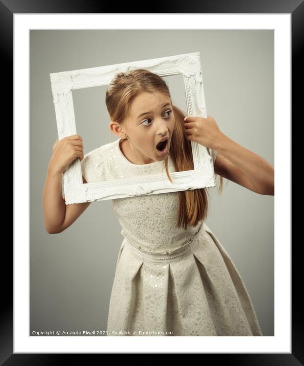 Girl In Photo Frame Framed Mounted Print by Amanda Elwell