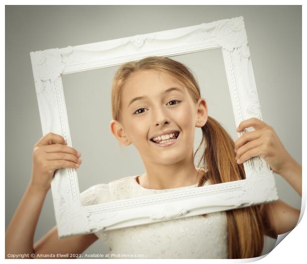 Young Girl In Frame Print by Amanda Elwell
