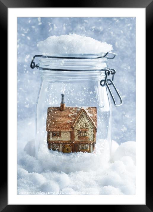 Cottage Snowglobe Framed Mounted Print by Amanda Elwell