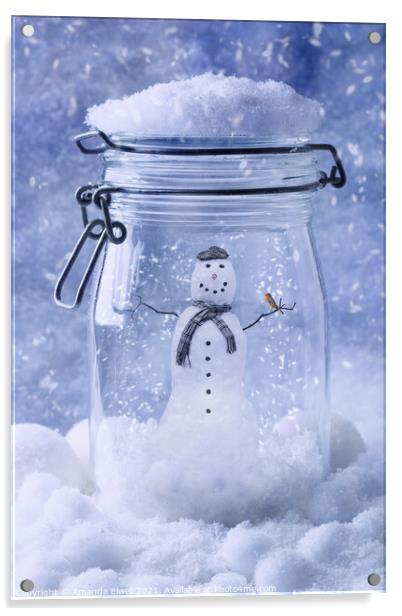 Snowmam  Acrylic by Amanda Elwell