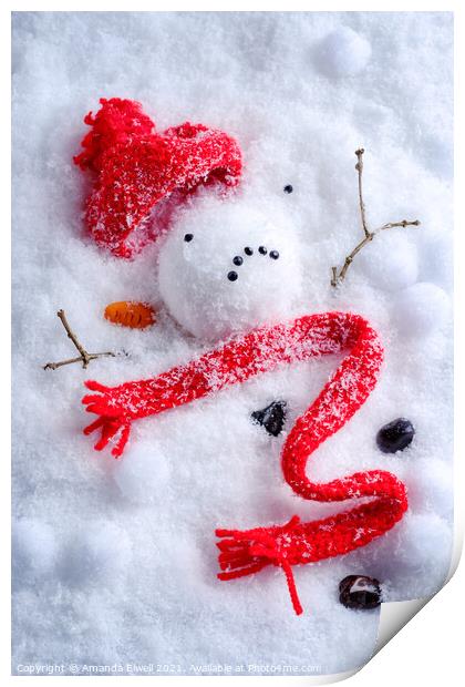 Melted Snowman Print by Amanda Elwell