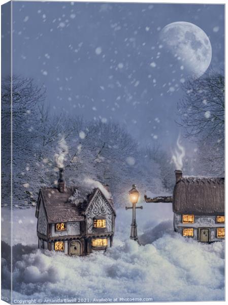 Winter Cottages Canvas Print by Amanda Elwell