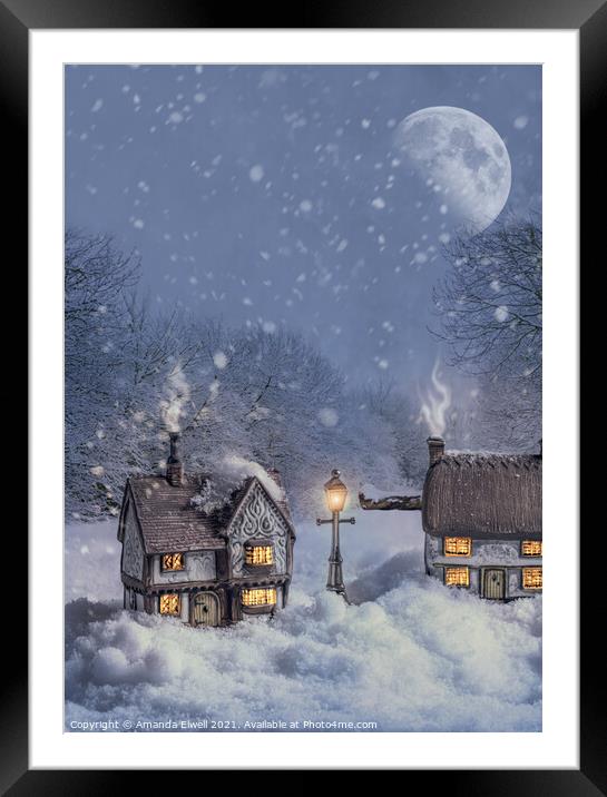 Winter Cottages Framed Mounted Print by Amanda Elwell