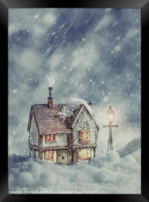 Winter Cottage Framed Print by Amanda Elwell