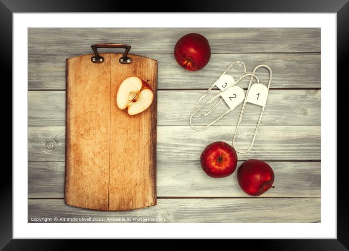 Apples & Chopping Board Framed Mounted Print by Amanda Elwell