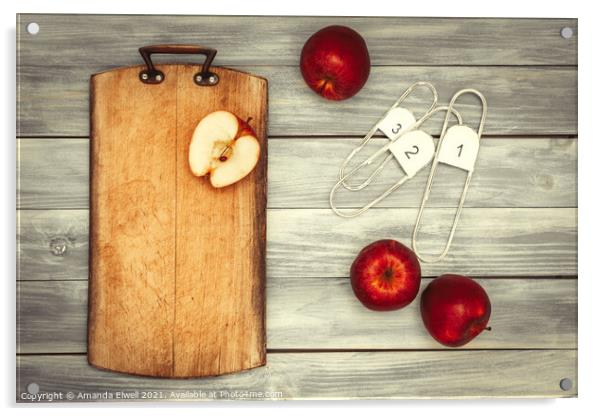 Apples & Chopping Board Acrylic by Amanda Elwell