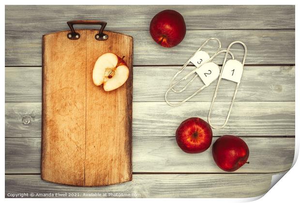 Apples & Chopping Board Print by Amanda Elwell