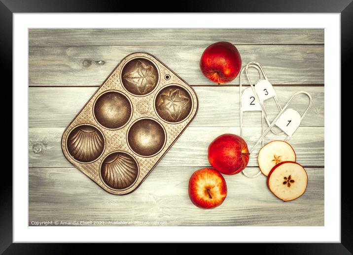 Apples And Baking Tin Framed Mounted Print by Amanda Elwell