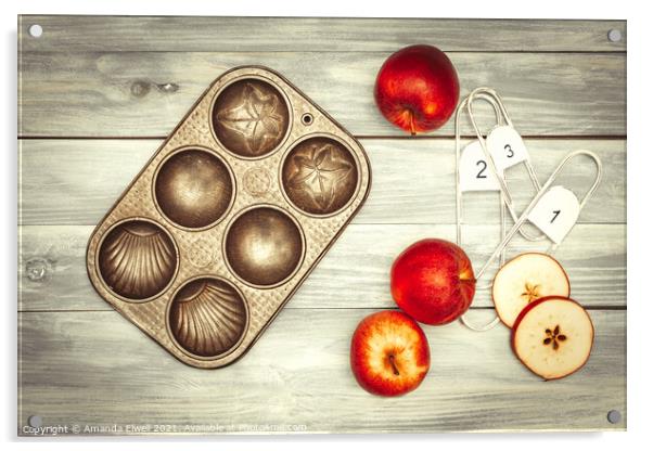 Apples And Baking Tin Acrylic by Amanda Elwell