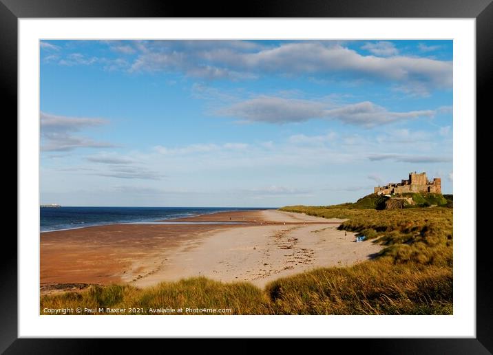 Bamburgh Castle by the Deserted Beach Framed Mounted Print by Paul M Baxter