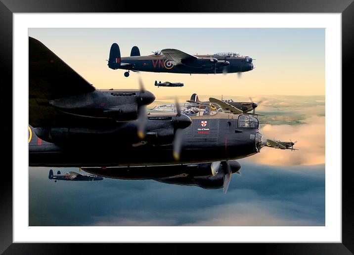 Lancaster Bombers andDawn Escort Framed Mounted Print by David Stanforth