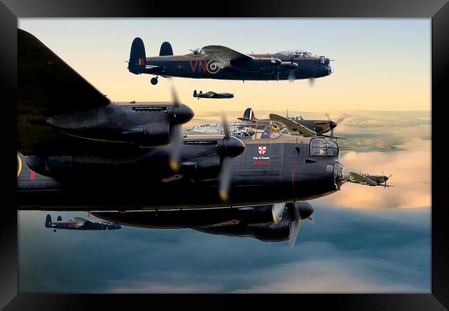 Lancaster Bombers andDawn Escort Framed Print by David Stanforth
