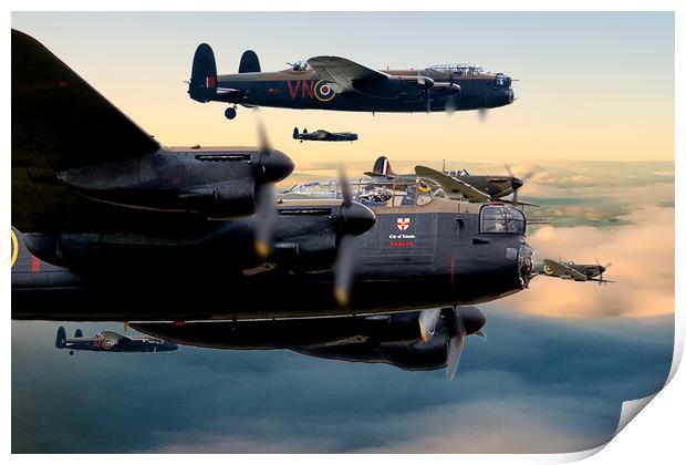 Lancaster Bombers andDawn Escort Print by David Stanforth