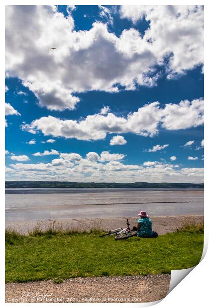 Lady looking over River Dee towards Wales  Print by Phil Longfoot