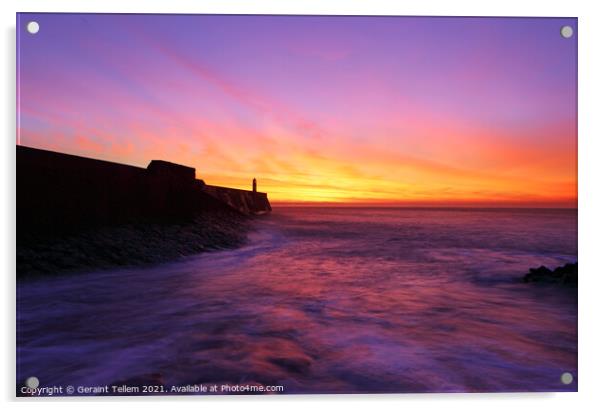 Mid-Winter sunrise over Porthcawl Pier, South Wales, UK Acrylic by Geraint Tellem ARPS