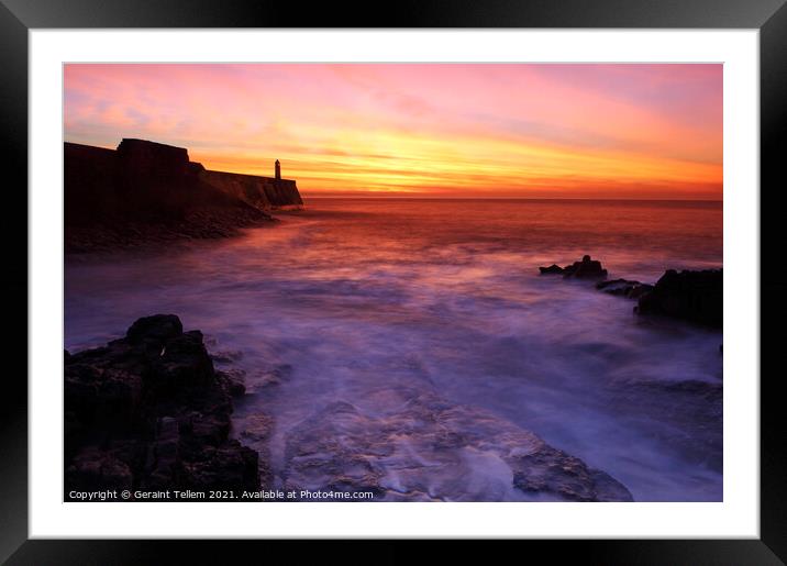 Mid-Winter sunrise over Porthcawl Pier, South Wales, UK Framed Mounted Print by Geraint Tellem ARPS
