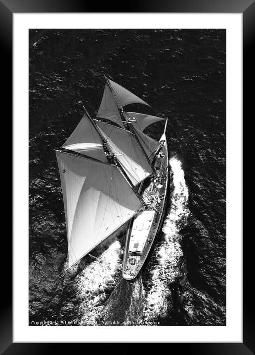 Classic yacht Columbia under full sail. Photograph Framed Mounted Print by Ed Whiting