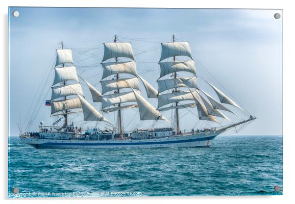 Tall Ship Mir in Torbay Acrylic by Paul F Prestidge