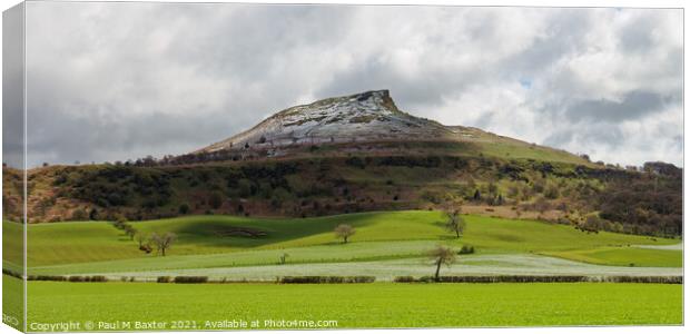 Roseberry Topping Dusted in Snow Canvas Print by Paul M Baxter