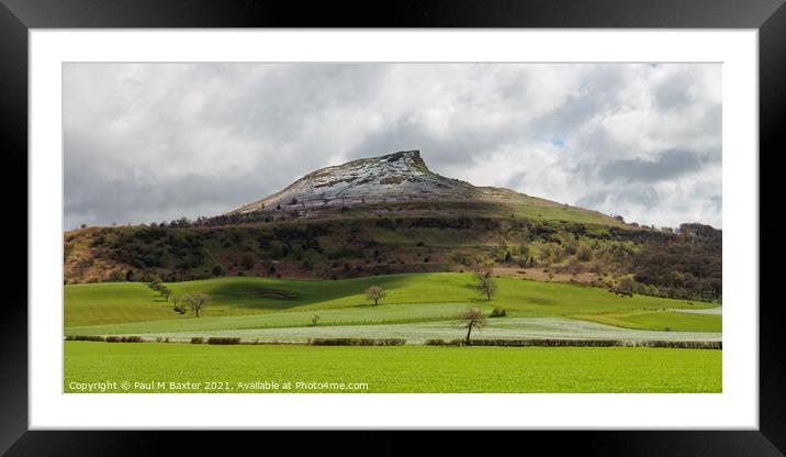 Roseberry Topping Dusted in Snow Framed Mounted Print by Paul M Baxter