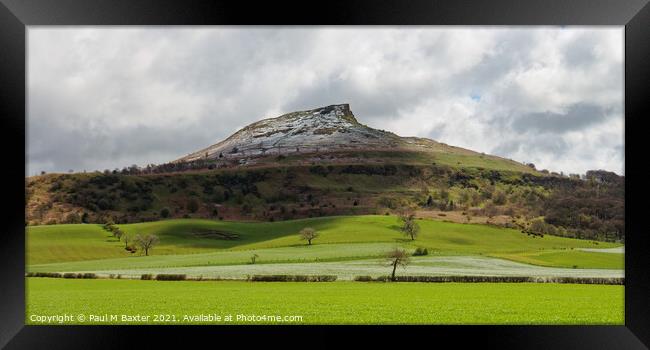 Roseberry Topping Dusted in Snow Framed Print by Paul M Baxter