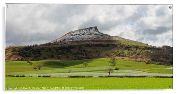 Roseberry Topping Dusted in Snow Acrylic by Paul M Baxter