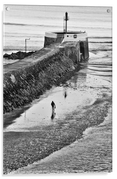 Looe In Monochrome. Acrylic by Neil Mottershead