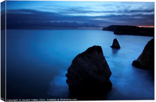 Freshwater Bay at dusk, Isle of Wight, UK Canvas Print by Geraint Tellem ARPS