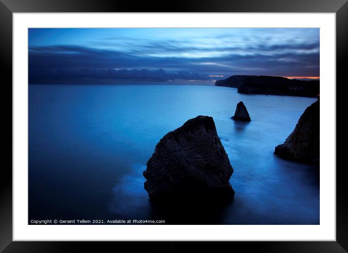 Freshwater Bay at dusk, Isle of Wight, UK Framed Mounted Print by Geraint Tellem ARPS