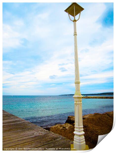 Lantern on the Jetty Print by Ann Biddlecombe