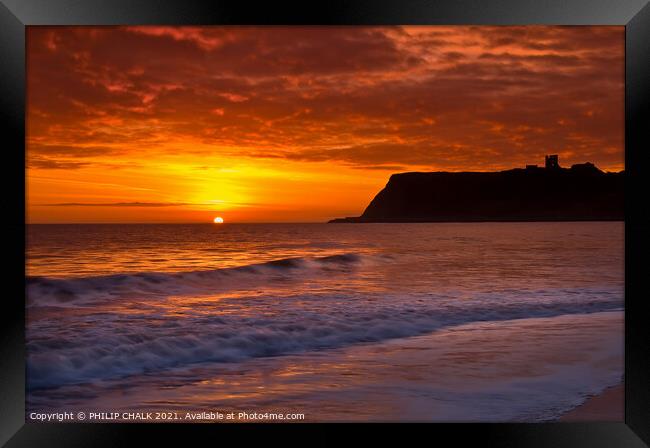 Scarborough sunrise 7.02 am  Framed Print by PHILIP CHALK