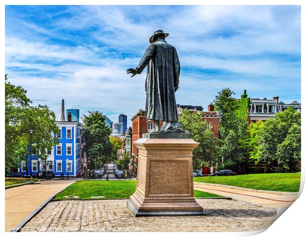 Prescott Statue Bunker Hill Charlestown Boston Massachusetts Print by William Perry