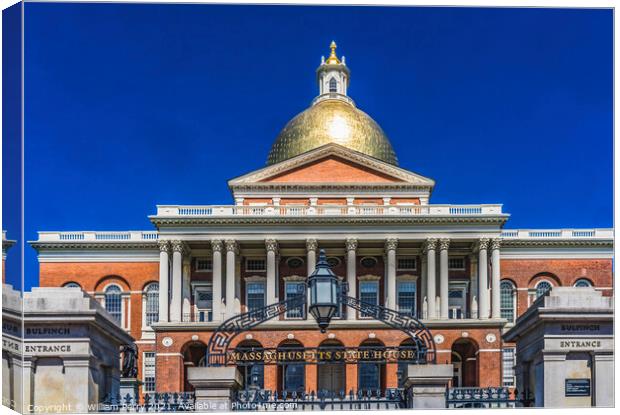 Golden Dome State Legislature House Boston Massachusetts Canvas Print by William Perry