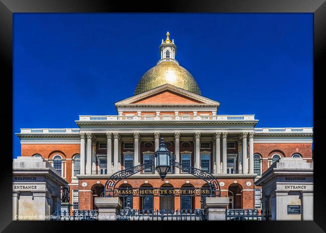 Golden Dome State Legislature House Boston Massachusetts Framed Print by William Perry