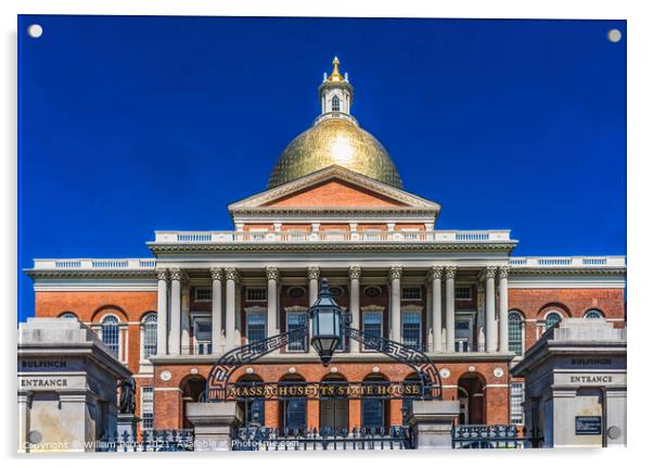 Golden Dome State Legislature House Boston Massachusetts Acrylic by William Perry