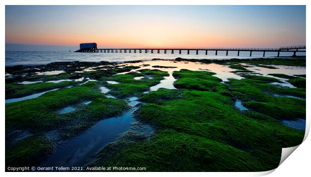 Bembridge Lifeboat Station and shoreline at dawn, Isle of Wight, UK Print by Geraint Tellem ARPS