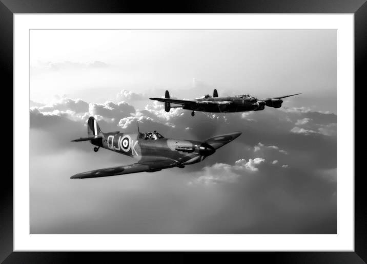 BBMF Spitfire and Lancaster Framed Mounted Print by J Biggadike