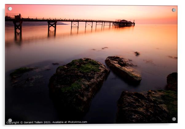 Twilight, Totland Pier, Totland Bay, Isle of Wight, UK Acrylic by Geraint Tellem ARPS