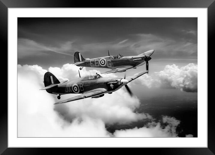 BBMF Spitfire and Hurricane Framed Mounted Print by J Biggadike
