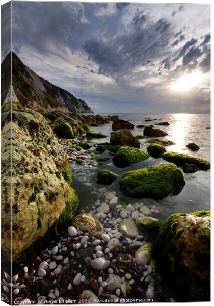 Sunset over Alum Bay, Isle of Wight, UK Canvas Print by Geraint Tellem ARPS