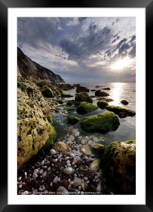 Sunset over Alum Bay, Isle of Wight, UK Framed Mounted Print by Geraint Tellem ARPS