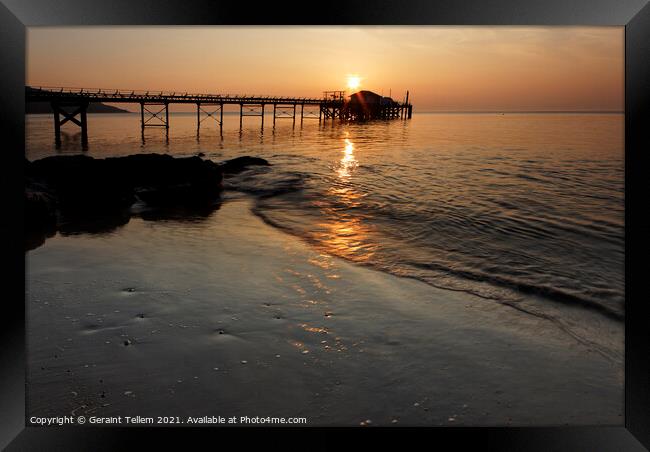 Sunset over Totland Pier, Isle of Wight, UK Framed Print by Geraint Tellem ARPS