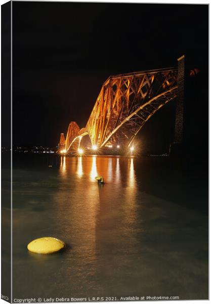 The Forth Bridge Scotland at night  Canvas Print by Lady Debra Bowers L.R.P.S