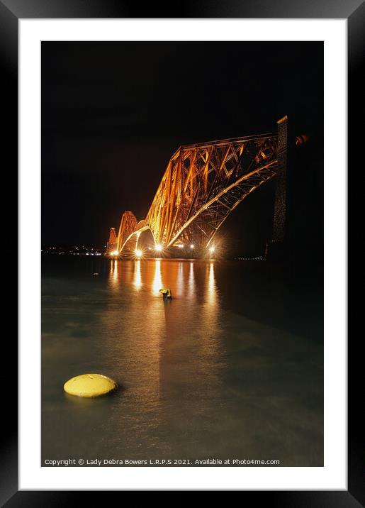 The Forth Bridge Scotland at night  Framed Mounted Print by Lady Debra Bowers L.R.P.S