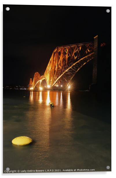 The Forth Bridge Scotland at night  Acrylic by Lady Debra Bowers L.R.P.S
