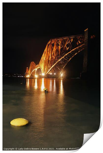 The Forth Bridge Scotland at night  Print by Lady Debra Bowers L.R.P.S