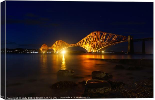 Forth Bridge Scotland at night  Canvas Print by Lady Debra Bowers L.R.P.S