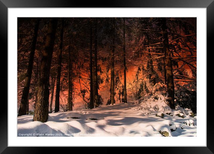 Winter Sunset Framed Mounted Print by Elaine Manley