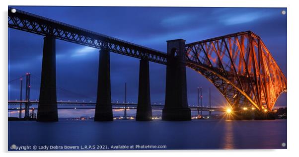 Forth Rail  Bridge Scotland  Acrylic by Lady Debra Bowers L.R.P.S