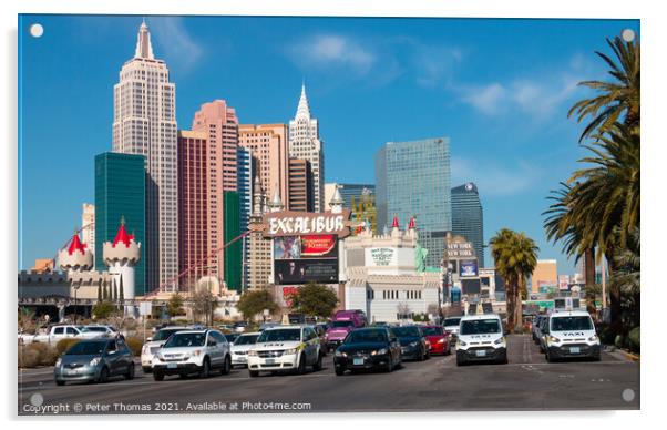 Majestic Grandeur The Excalibur Hotel in Las Vegas Acrylic by Peter Thomas